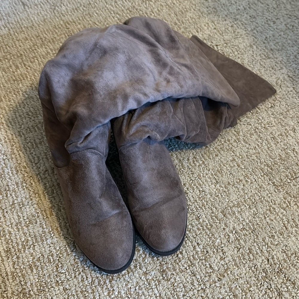 Light Brown Kyra “suede” below-the-knee boots